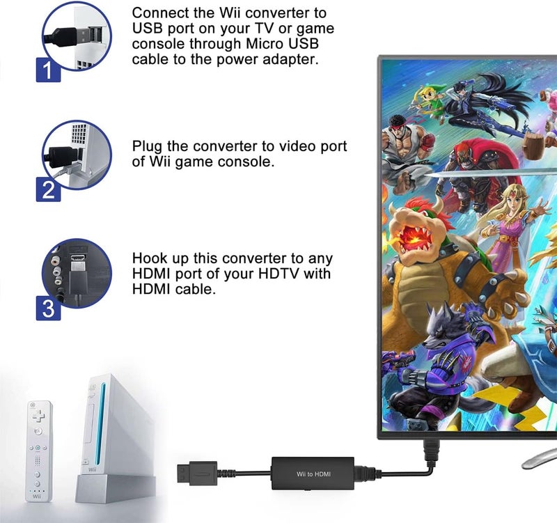 YDF Wii to HDMI Adapter - Convert 1080P/720P Ypbpr Signals to Digital HDMI for Nintendo Wii and U - Image 3